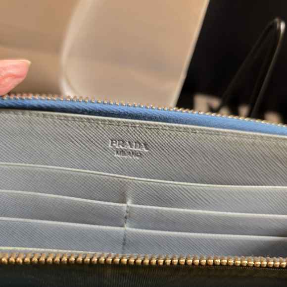 Prada Two Toned Blue Zippy Wallet - Picture 8 of 8